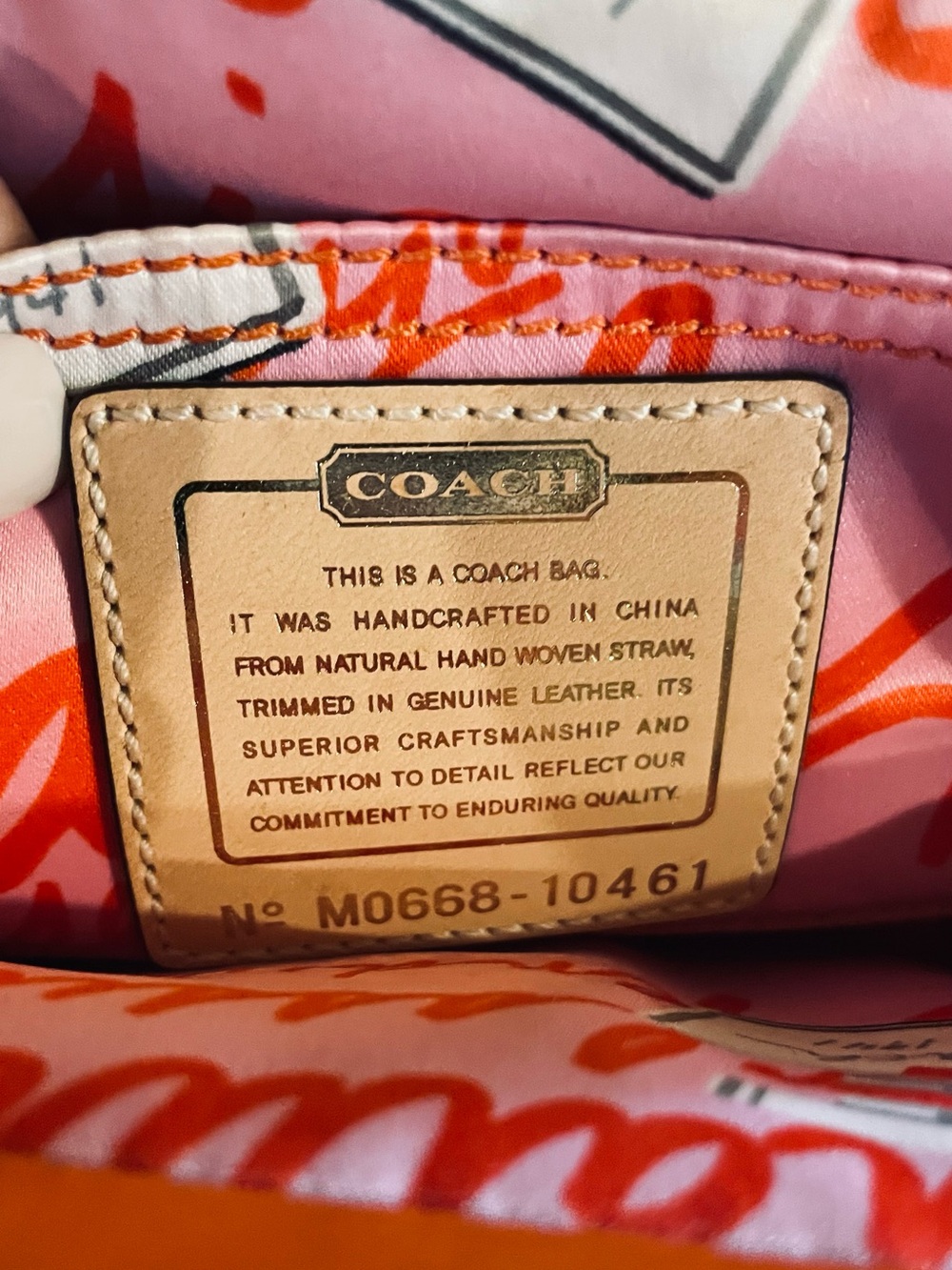 COACH Vintage Orange Straw Leather Minaudière Clutch WITH Motif Chain Bag Charm - Picture 6 of 17